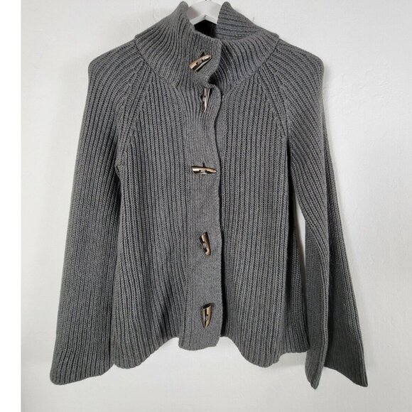 Talbots Women’s Knit Cardigan Sweater Small Gray Cotton Cashmere Blend Toggle - Picture 1 of 7